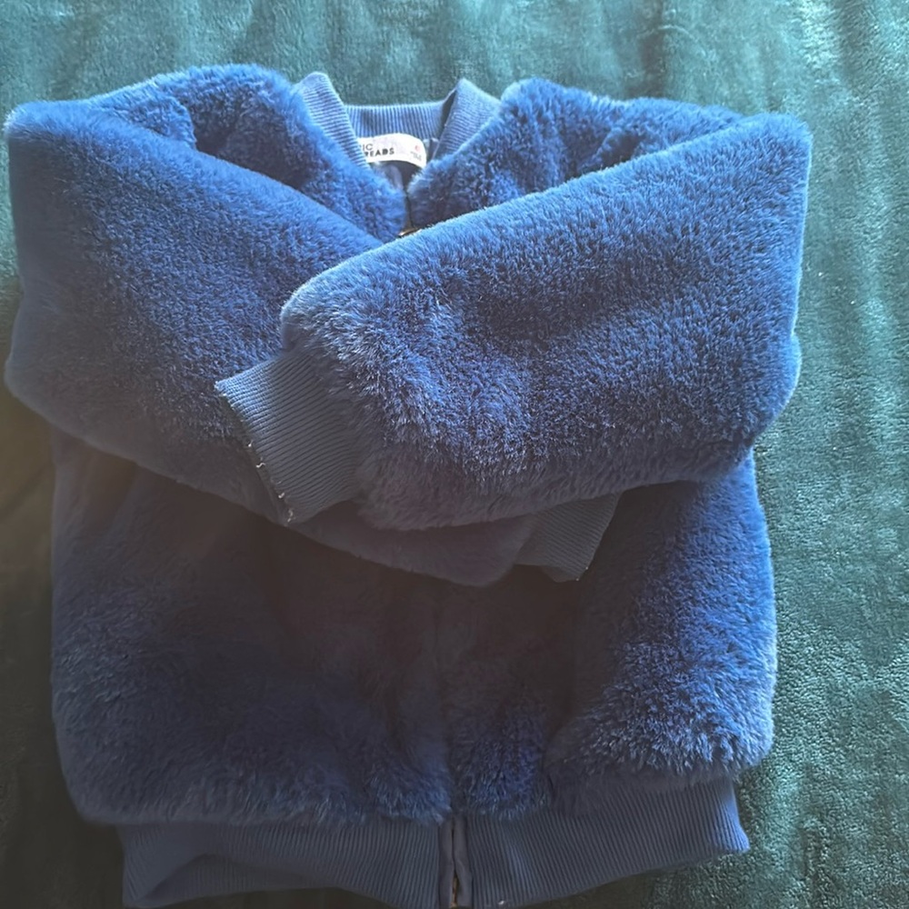 Blue furry toddler girl coat